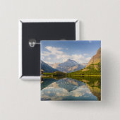 Badge Carré 5 Cm Le lac Swiftcurrent, avec de nombreux glaciers, (Devant & derrière)