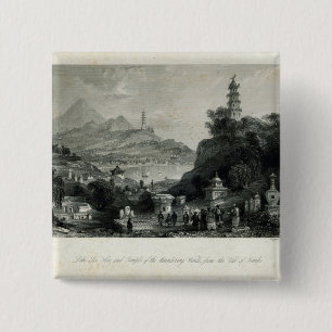 Badge Carré 5 Cm Le lac Voient-Hoo et temple du tonnerre
