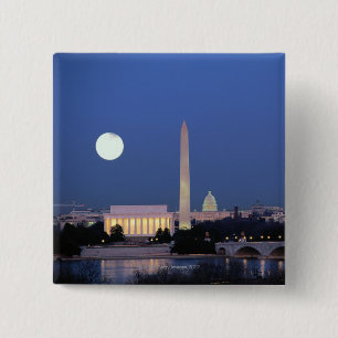 Badge Carré 5 Cm Le Lincoln Memorial, monument de Washington, USA