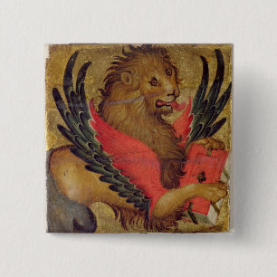 Badge Carré 5 Cm Le lion de St Mark (huile sur le panneau)