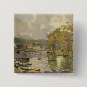 Badge Carré 5 Cm Le long de la Seine chez Meudon, c.1893 (huile sur