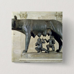 Badge Carré 5 Cm Le -Loup de Capitoline