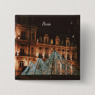 Badge Carré 5 Cm Le Louvre, Paris, France