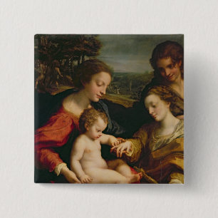 Badge Carré 5 Cm Le mariage mystique de St Catherine de