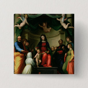 Badge Carré 5 Cm Le mariage mystique de St Catherine de Sienne avec