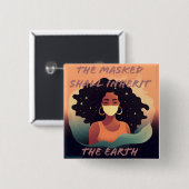Badge Carré 5 Cm le masqué hérite du bouton terre (Devant & derrière)
