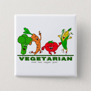 Badge Carré 5 Cm le mauvais de viande, bon végétarien de légume