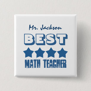 Badge Carré 5 Cm Le meilleur professeur de maths avec les étoiles