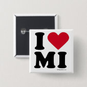 BADGE CARRÉ 5 CM LE MICHIGAN - "J'AIME" DE MI/"J'AIME" DU (Devant & derrière)