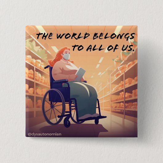 Badge Carré 5 Cm le monde appartient à nous tous bouton (Devant)