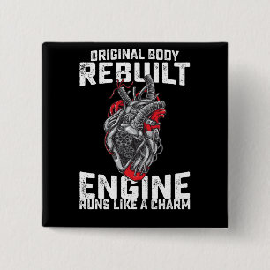 Badge Carré 5 Cm Le Moteur D'Origine Corps Reconstruite Fonctionne
