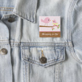 Badge Carré 5 Cm Le nid d'oiseau de bébé (rose) (En situation)