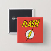Badge Carré 5 Cm Le nom Flash et logo d'éclair (Devant & derrière)