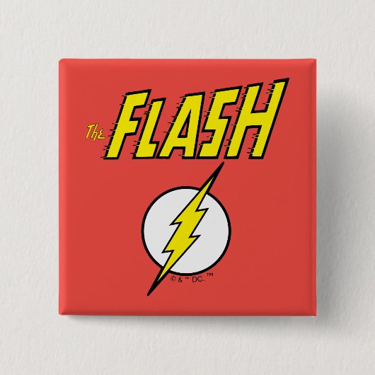 Badge Carré 5 Cm Le nom Flash et logo d'éclair (Devant)