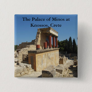 Badge Carré 5 Cm Le palais de Minos chez Knossos, Crète, GRÈCE