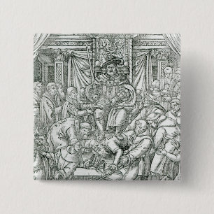 Badge Carré 5 Cm Le pape supprimé par le Roi Henry VIII, 1534
