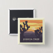 Badge Carré 5 Cm Le Parc national de Joshua Tree | Californie (Devant & derrière)