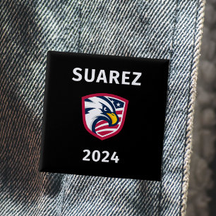 Badge Carré 5 Cm Le patriotique cool Francis Suarez 2024, aigle éle