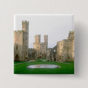 Badge Carré 5 Cm Le Pays de Galles, le château de Caernarfon, l'un