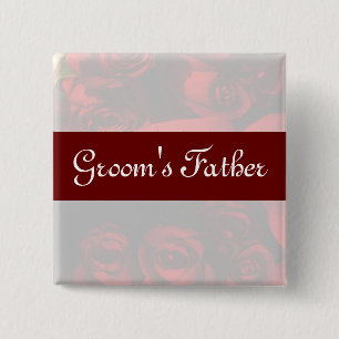 Badge Carré 5 Cm "Le Père de la Groom" - Bouquet Rose rouge (2)
