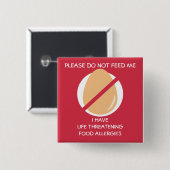Badge Carré 5 Cm Le Pin potentiellement mortel d'allergie d'oeufs, (Devant & derrière)