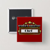 Badge Carré 5 Cm Le plus grand chef du monde (Devant & derrière)