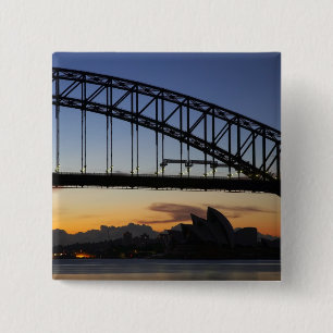 Badge Carré 5 Cm Le pont du port de Sydney et l'opéra de Sydney au