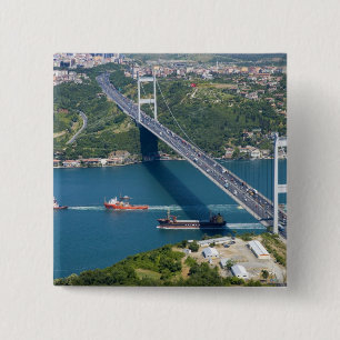 Badge Carré 5 Cm Le pont Fatih Sultan Mehmet au-dessus du Bosphore,