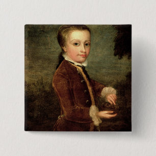 Badge Carré 5 Cm Le portrait de Wolfgang Amadeus Mozart a vieilli