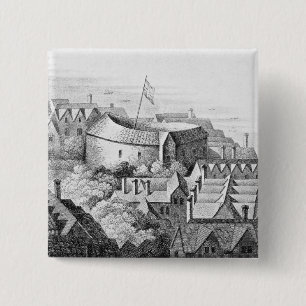 Badge Carré 5 Cm Le premier théâtre de globe ou théâtre rose