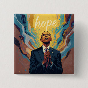 Badge Carré 5 Cm Le président Barack Obama et le message d'espoir