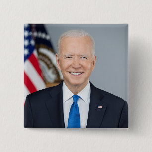 Badge Carré 5 Cm Le président Joe Biden Portrait de la Maison Blanc