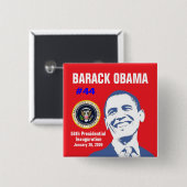 Badge Carré 5 Cm Le Président Obama (Devant & derrière)