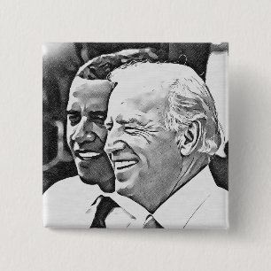 Badge Carré 5 Cm Le Président Obama et vice-président Biden Button