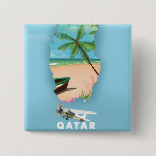 Badge Carré 5 Cm Le Qatar a illustré l'affiche de voyage