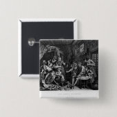 Badge Carré 5 Cm Le râteau en prison, plat VII (Devant & derrière)