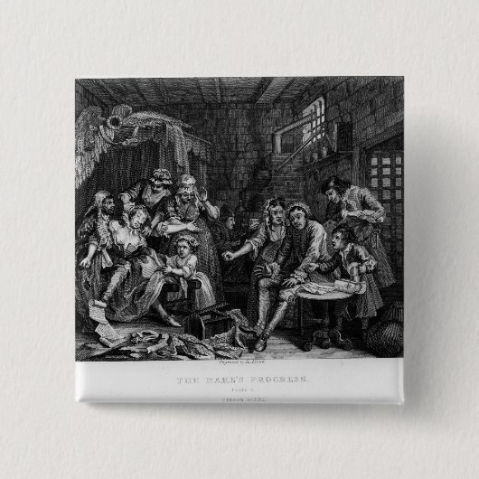 Badge Carré 5 Cm Le râteau en prison, plat VII (Devant)