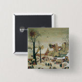 Badge Carré 5 Cm Le recensement à Bethlehem (Devant & derrière)