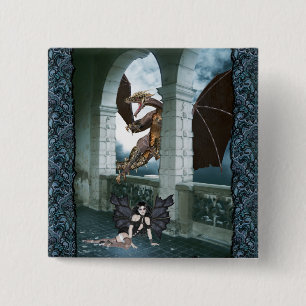 Badge Carré 5 Cm Le repaire du Dragon