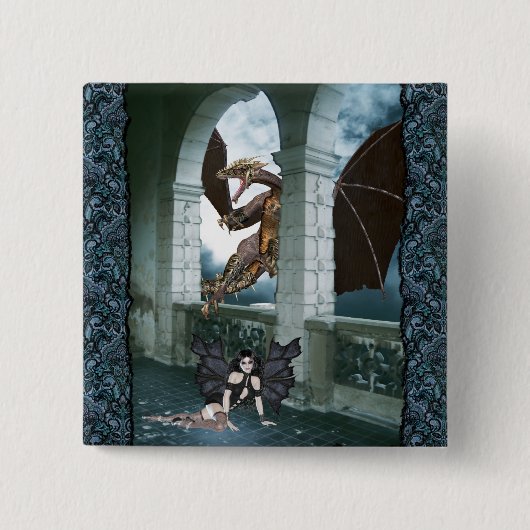 Badge Carré 5 Cm Le repaire du Dragon (Devant)