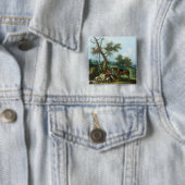 Badge Carré 5 Cm Le repos du chasseur, XVIIIème siècle (En situation)