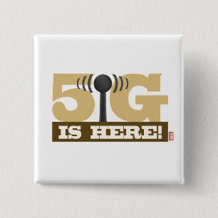 Badge Carré 5 Cm Le réseau mobile 5G est là !
