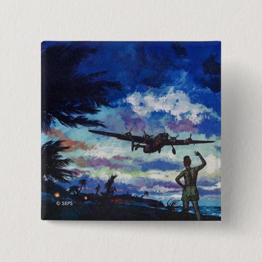 Badge Carré 5 Cm Le retour du guerrier (Devant)