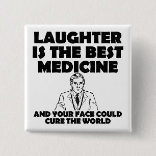 Badge Carré 5 Cm Le Rire est le Meilleur Médicament Votre Visage Bo