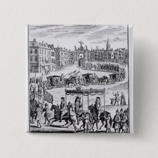 Badge Carré 5 Cm Le Roi Charles II (Devant)