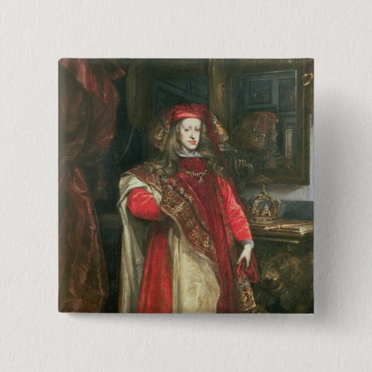 Badge Carré 5 Cm Le Roi Charles II de l'Espagne (Devant)