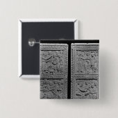 Badge Carré 5 Cm Le Roi David commissionnant et chantant (Devant & derrière)