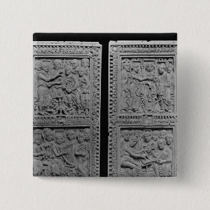 Badge Carré 5 Cm Le Roi David commissionnant et chantant