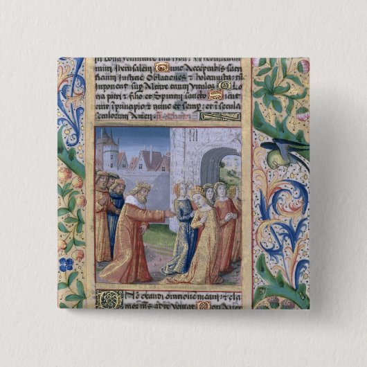 Badge Carré 5 Cm Le Roi David convoitant Bathsheba (Devant)