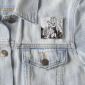 Badge Carré 5 Cm Le Roi David Playing la lyre (En situation)